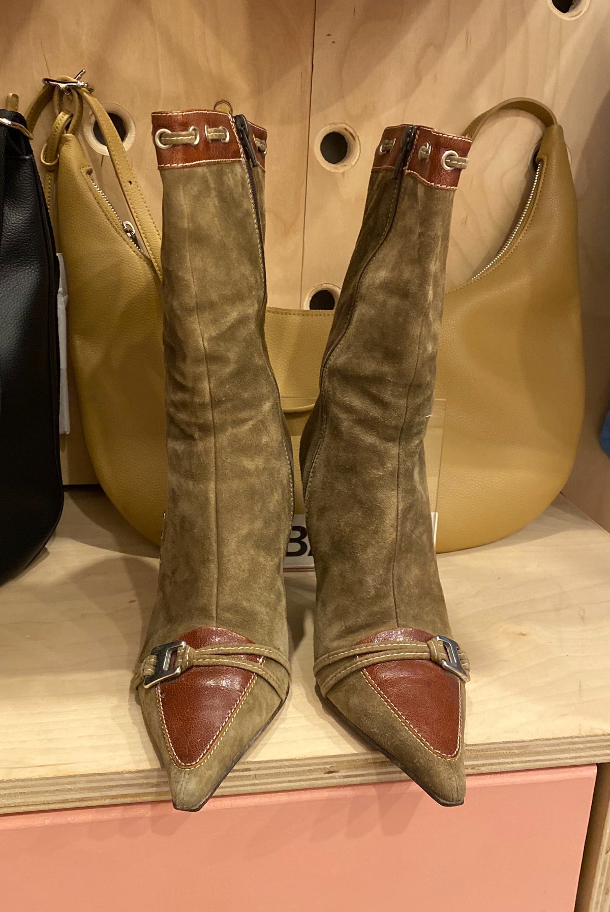 Suede Pointed Toe High Heel Boots