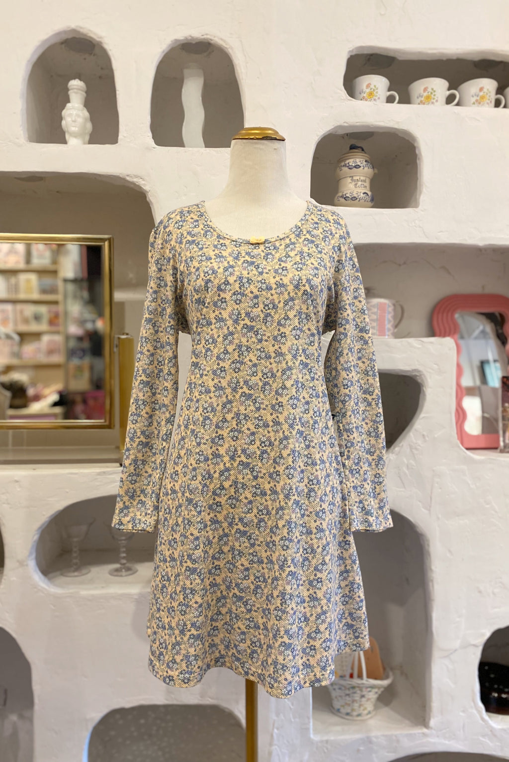 Waffle Knit Floral Lounge Dress