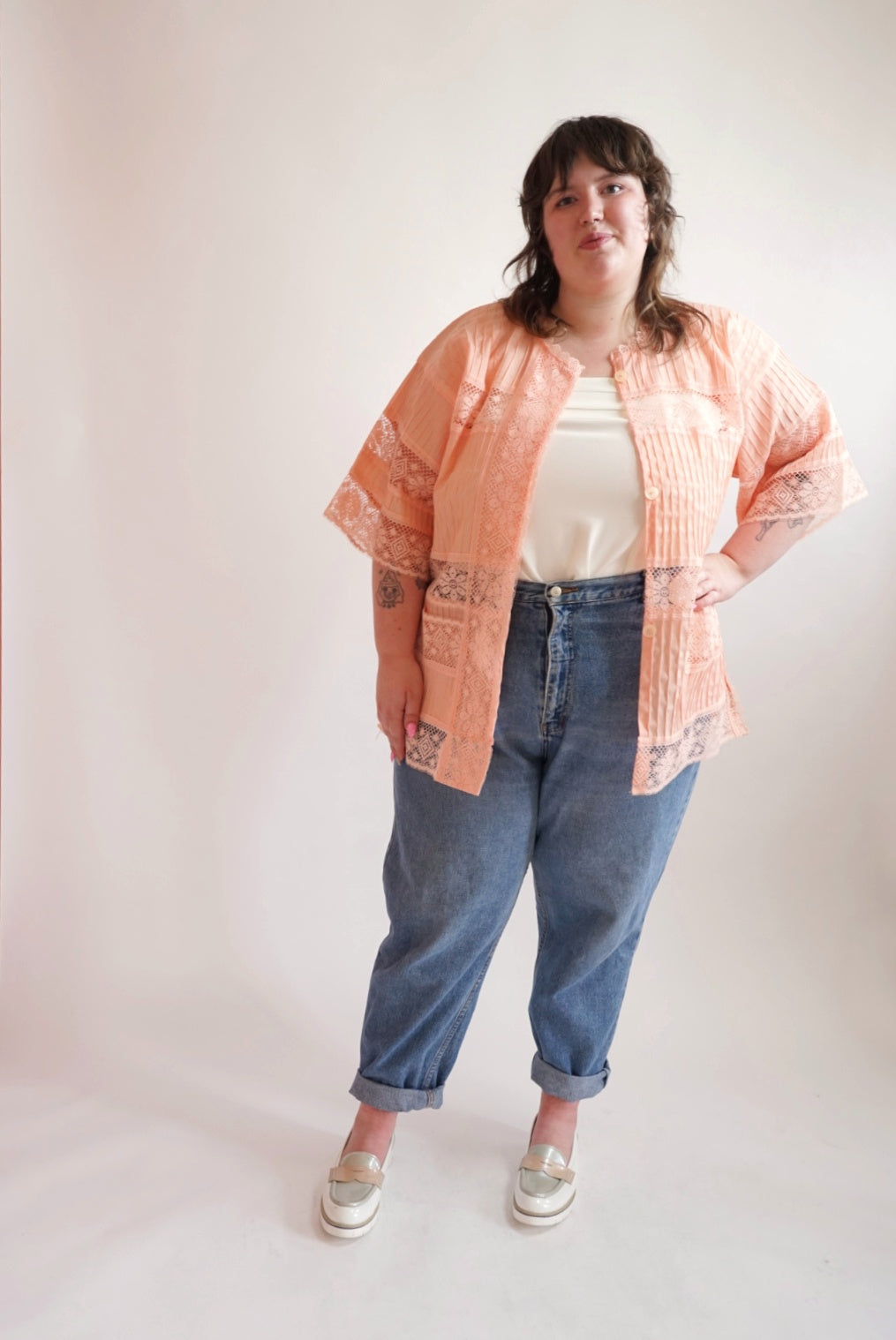 Peach Mexican Cotton Pleated Duster