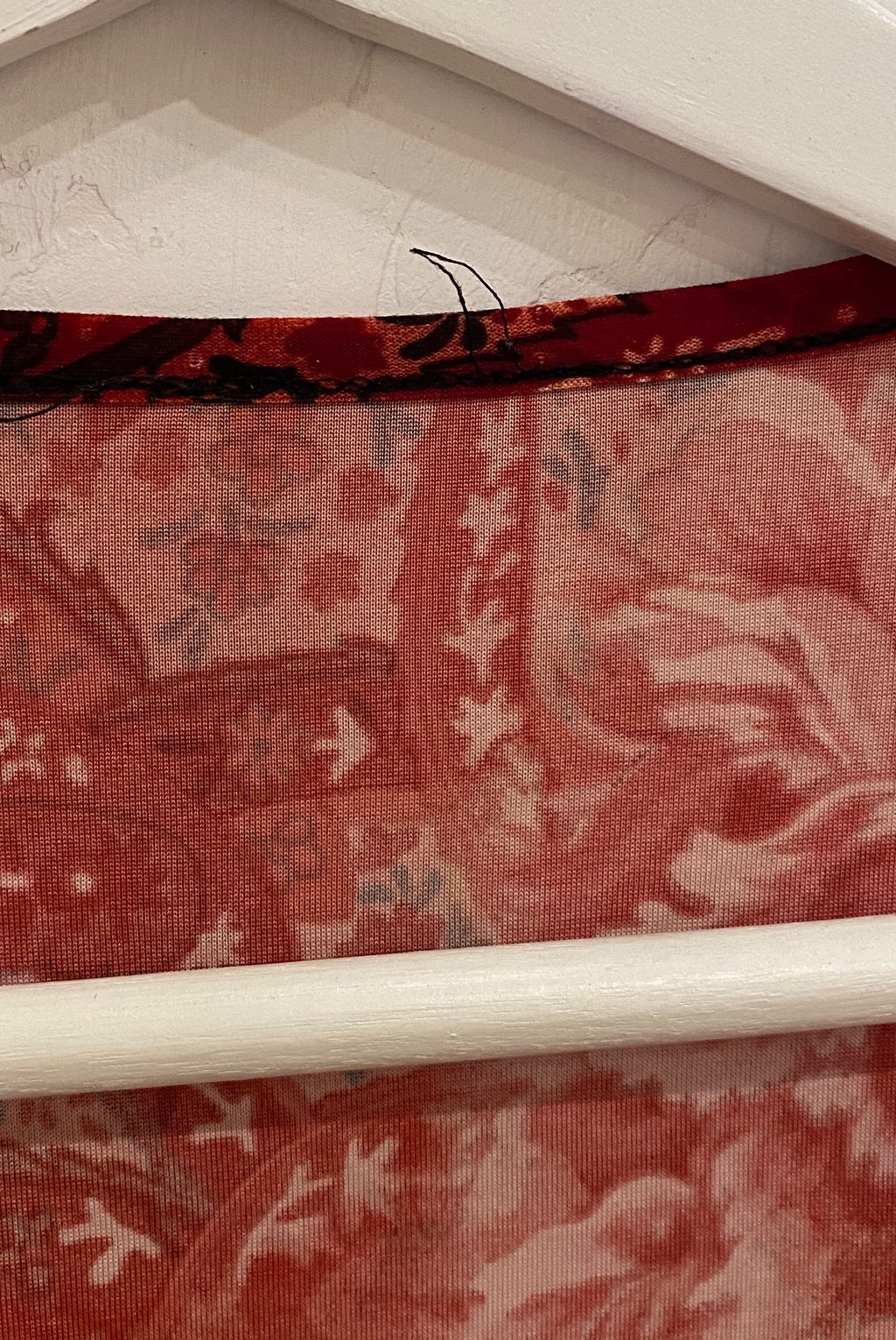 Y2K Red Floral Top with Trumpet Sleeves