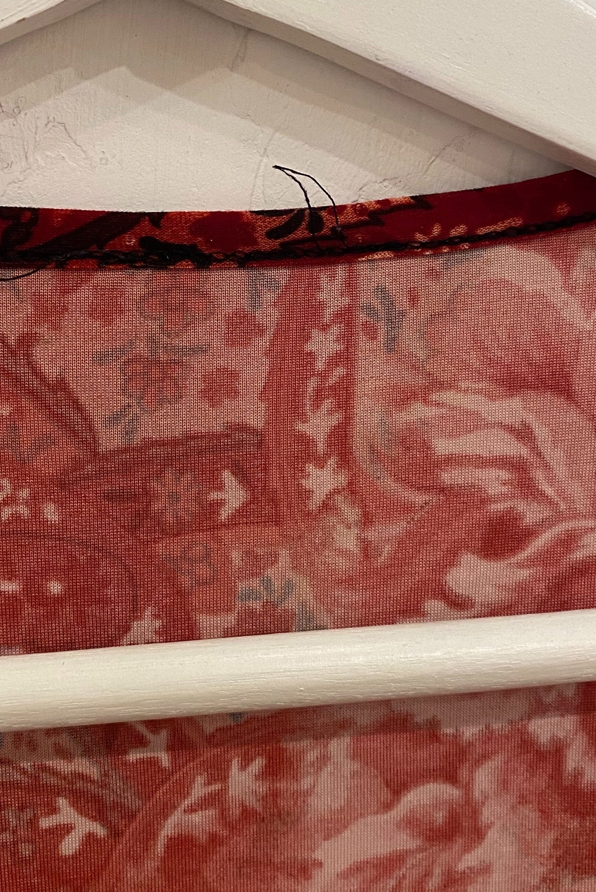 Y2K Red Floral Top with Trumpet Sleeves