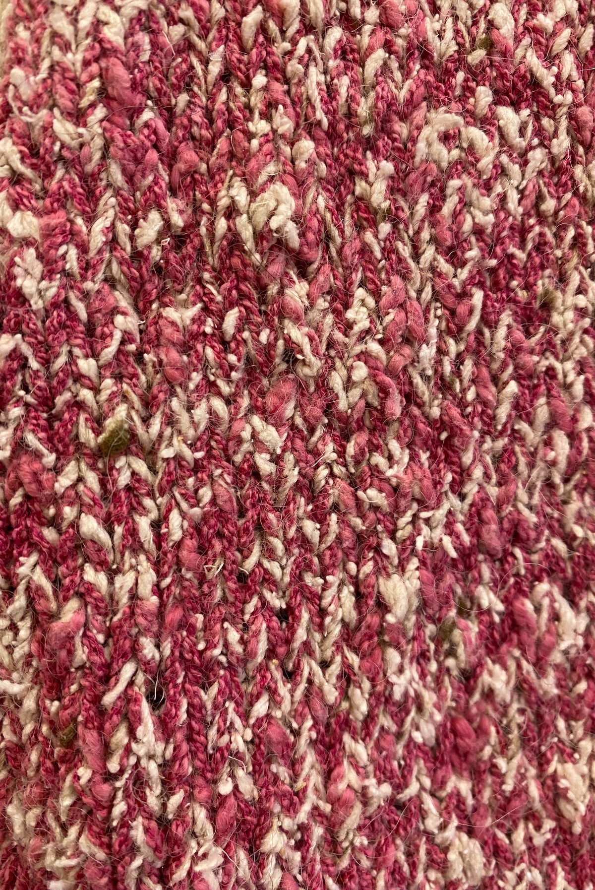 Hand Knit Raspberry & Cream Sweater