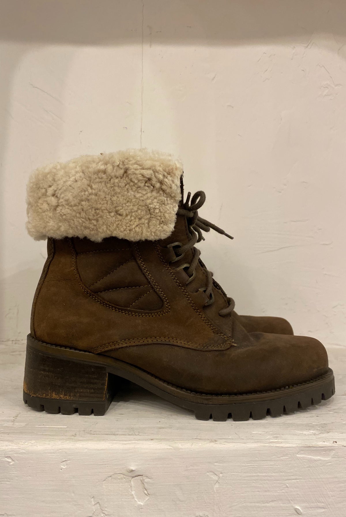 Suede Boots with Faux Fur Cuffs