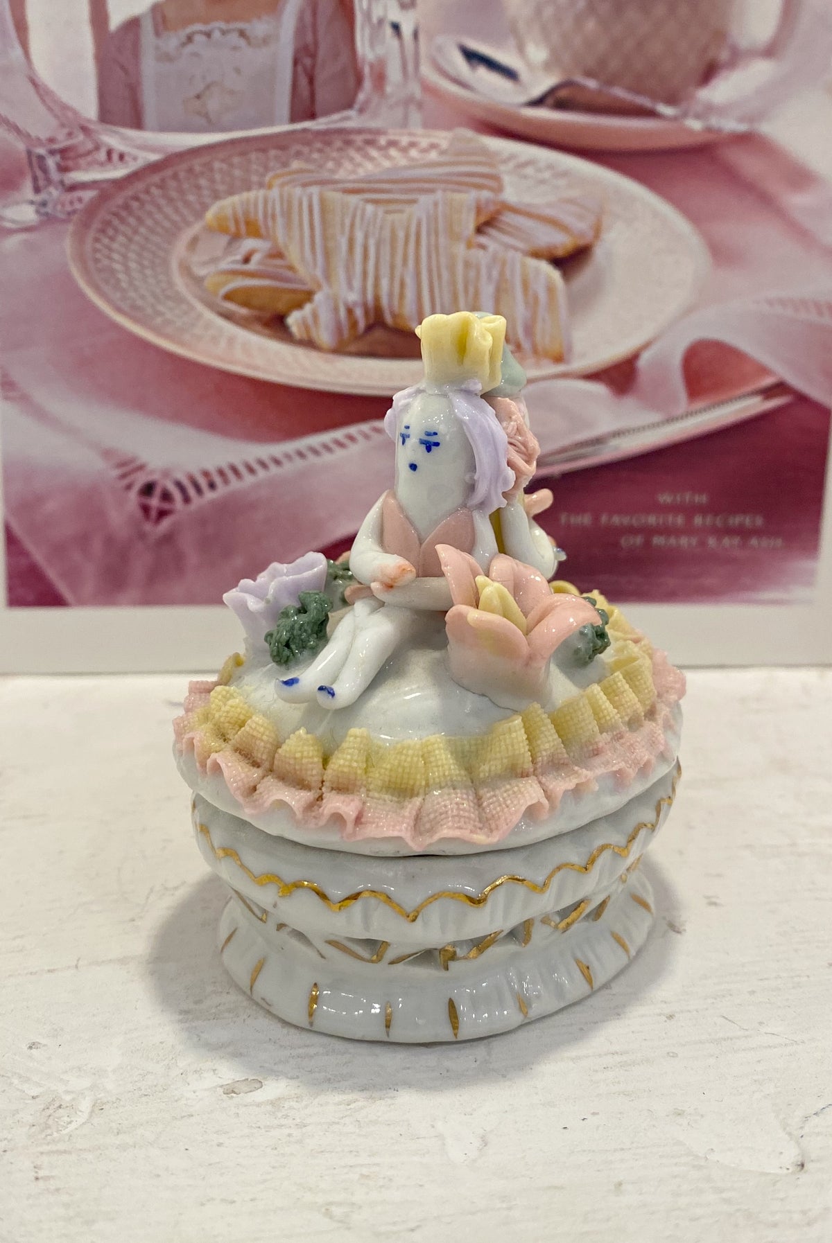 Porcelain Fairy Lidded Trinket Jar