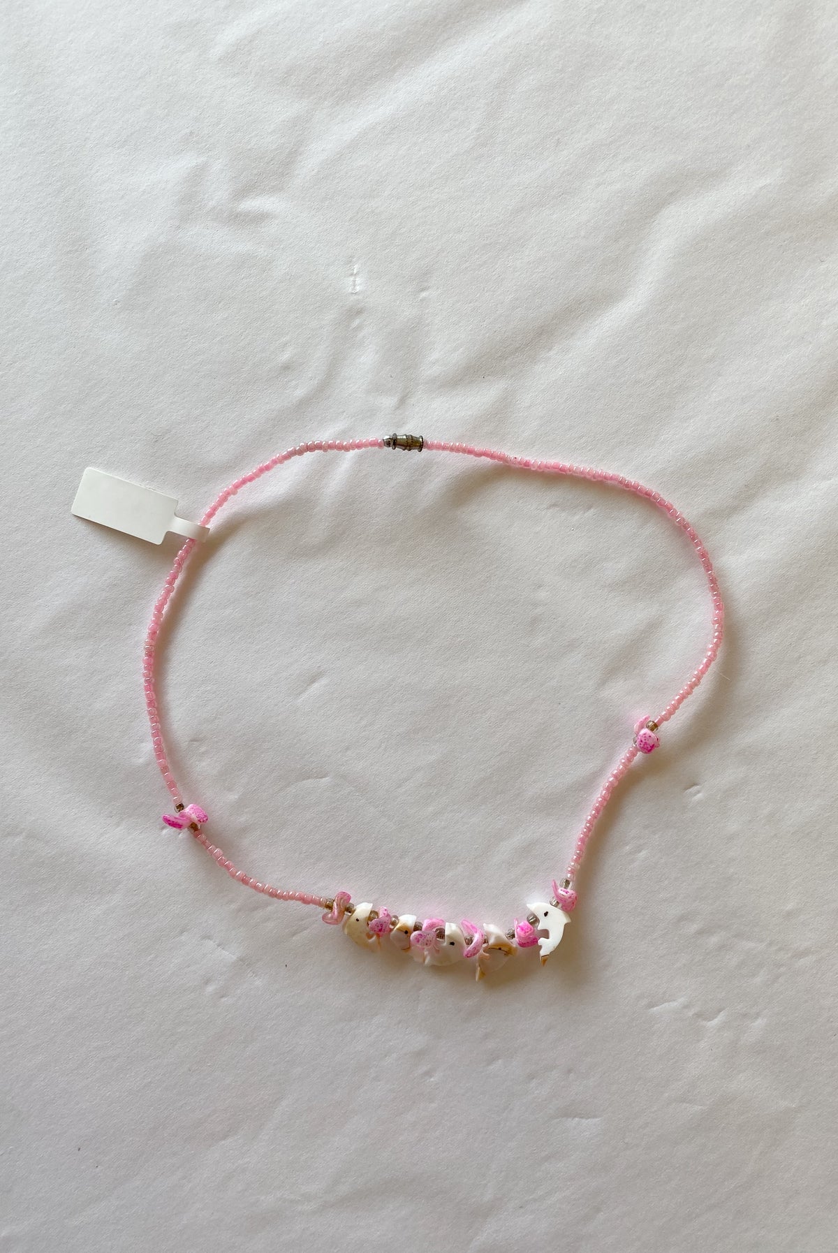 Pink Beaded Dolphin Choker Necklace