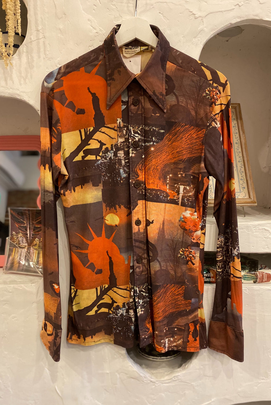 70s NYC Collage Button Up Shirt
