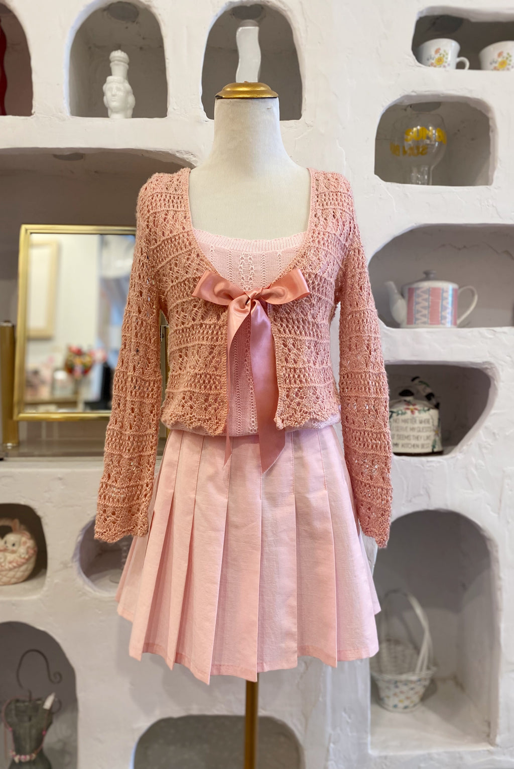 Crochet Cardigan with Ribbon Ties