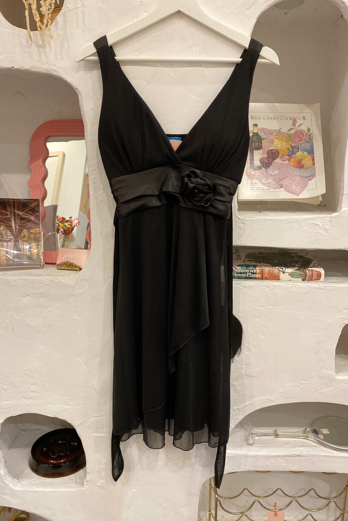 Black Satin & Mesh Cocktail Dress