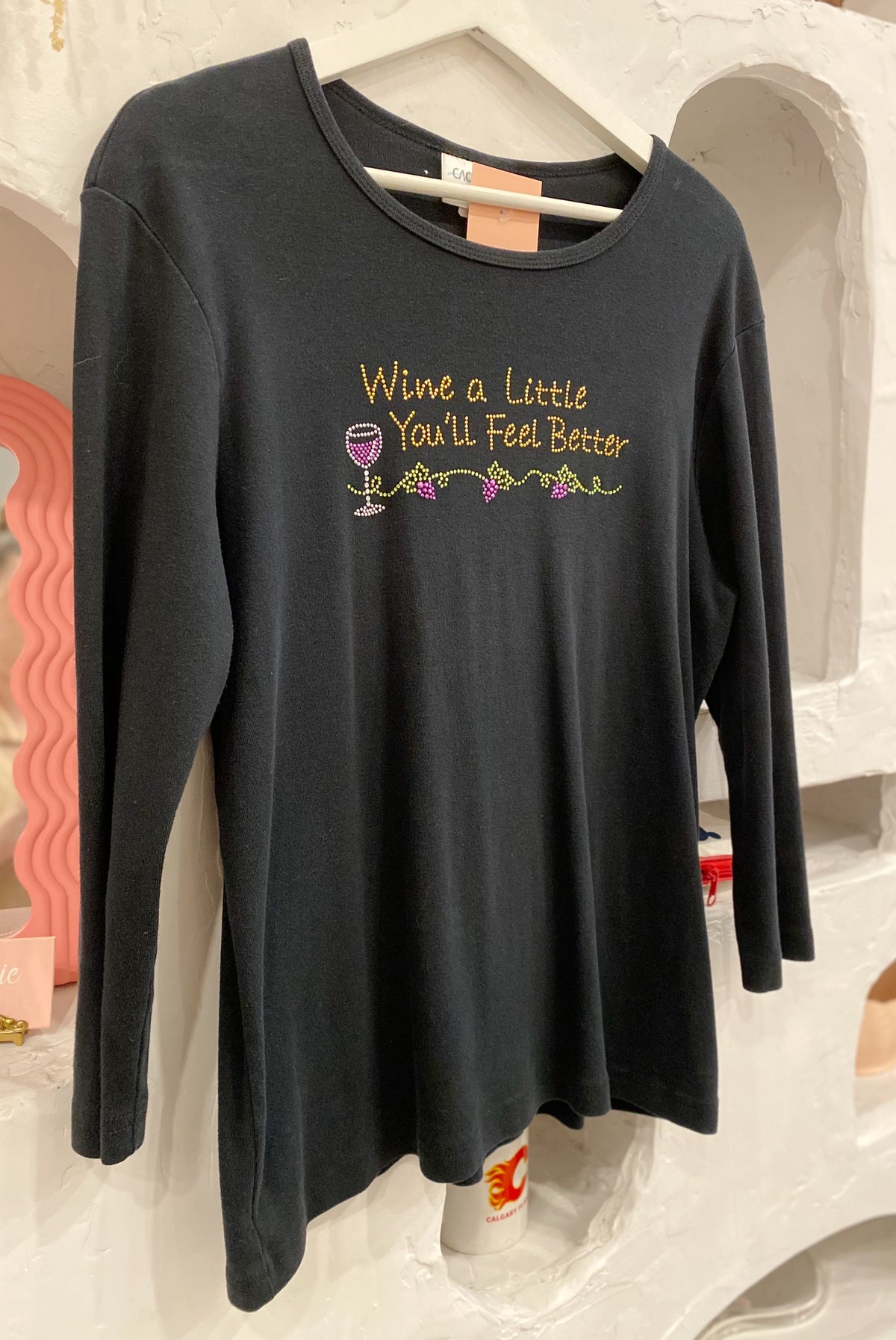 Y2K Bedazzled Wine Themed Shirt