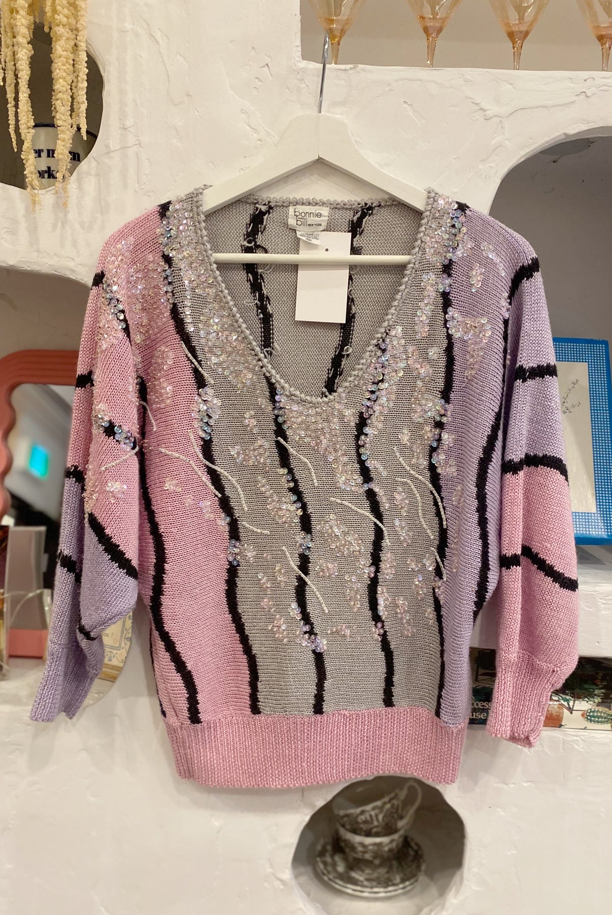 80s Striped & Sequinned Sweater