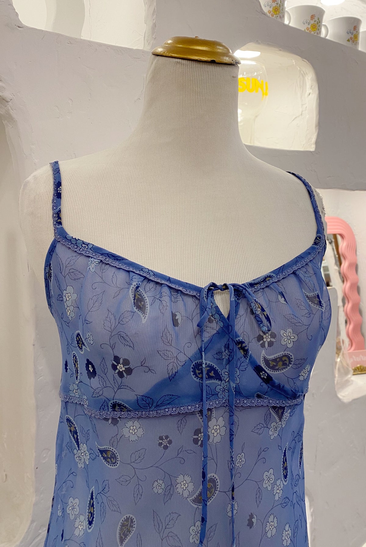 Blue Sheer Paisley Lingerie Dress