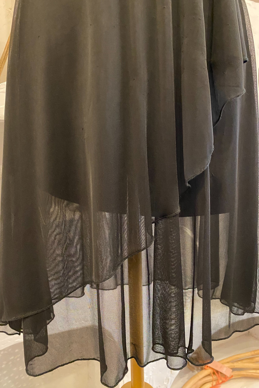Black Satin & Mesh Cocktail Dress