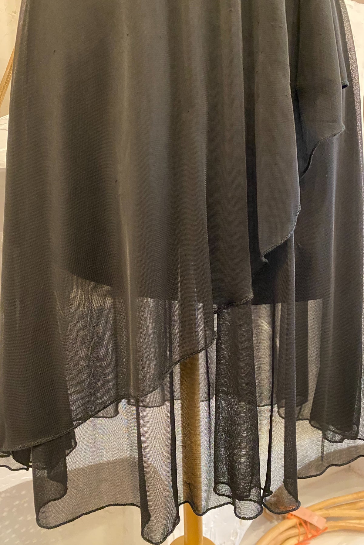 Black Satin & Mesh Cocktail Dress