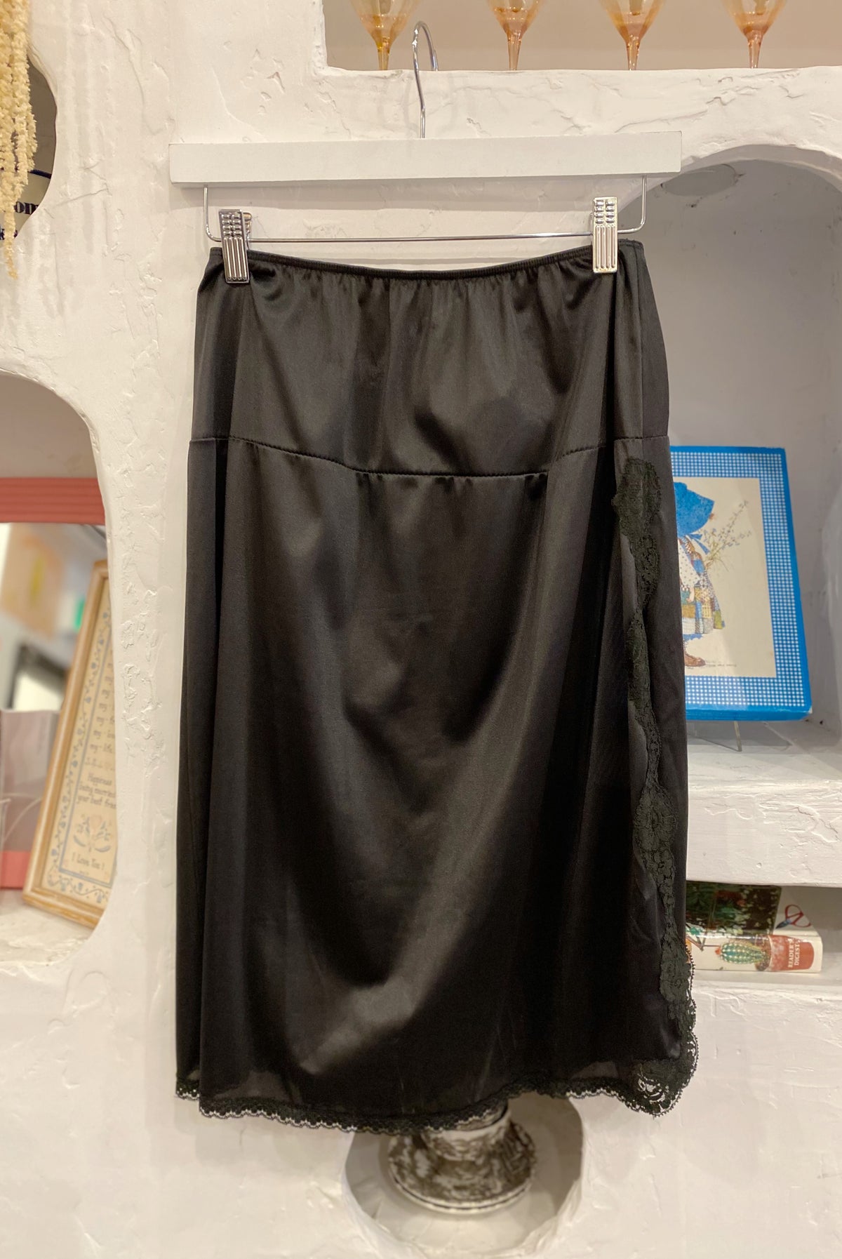 Black Slip Skirt with High Slit
