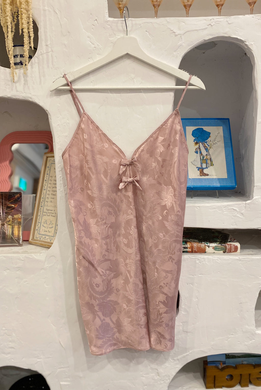 Dusty Rose Jacquard Satin Dress
