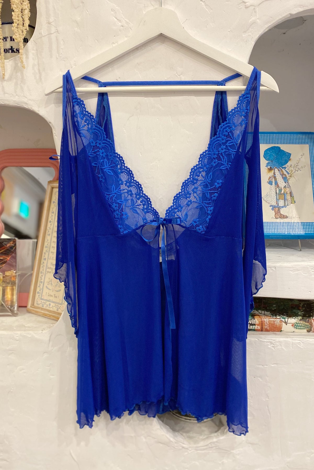 Cobalt Blue Sheer Lingerie Top