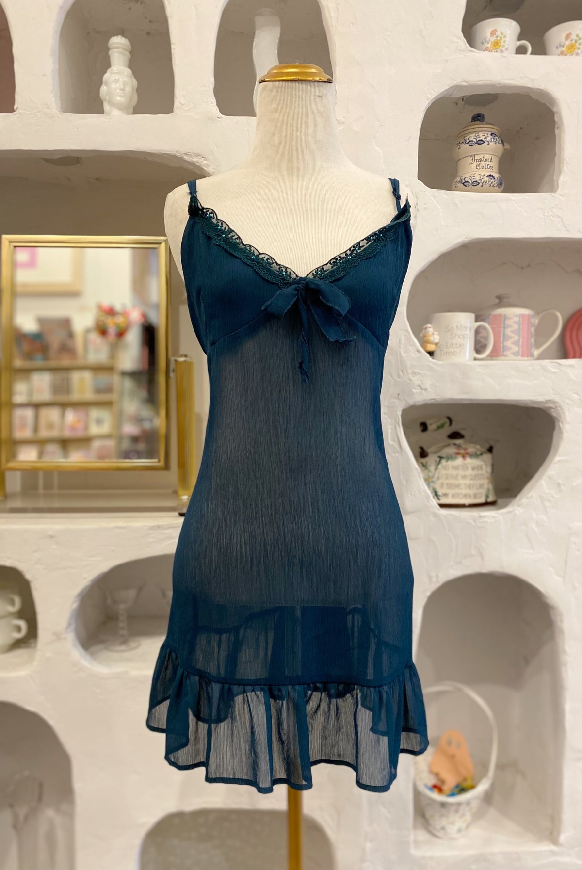 Dark Teal Chiffon Babydoll Dress