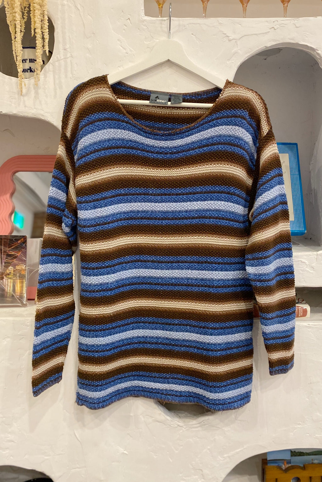 Blue & Brown Striped Cotton Sweater