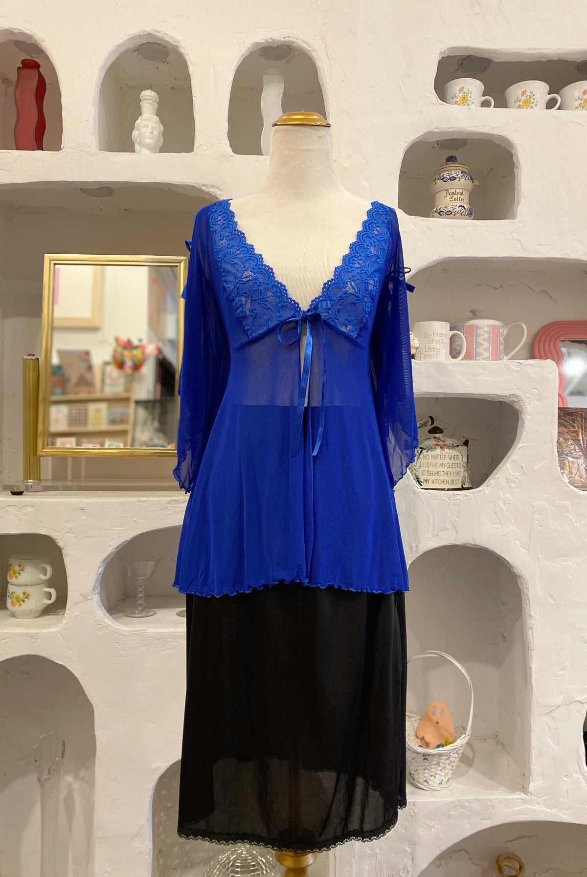 Cobalt Blue Sheer Lingerie Top