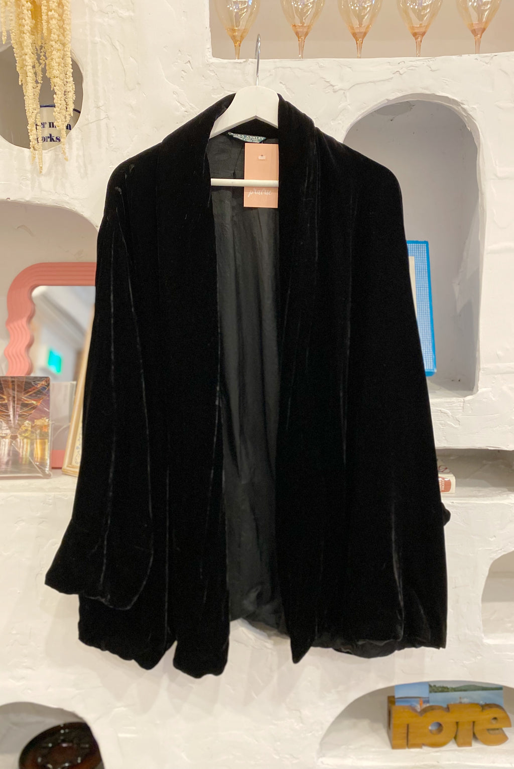 Silk Blend Velvet Open Jacket