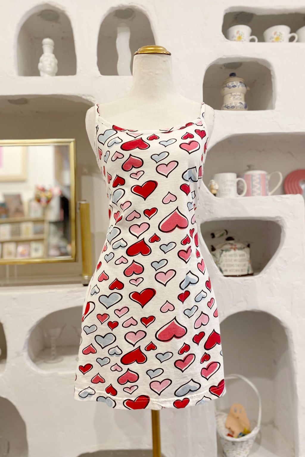 Heart Print Cotton PJ Dress
