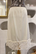 Ivory Slip Skirt with Lace Trim