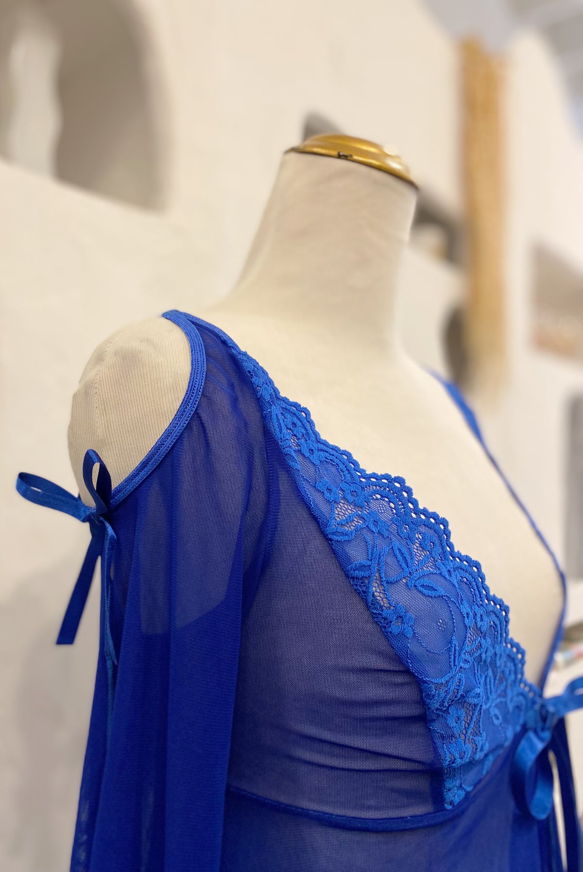 Cobalt Blue Sheer Lingerie Top