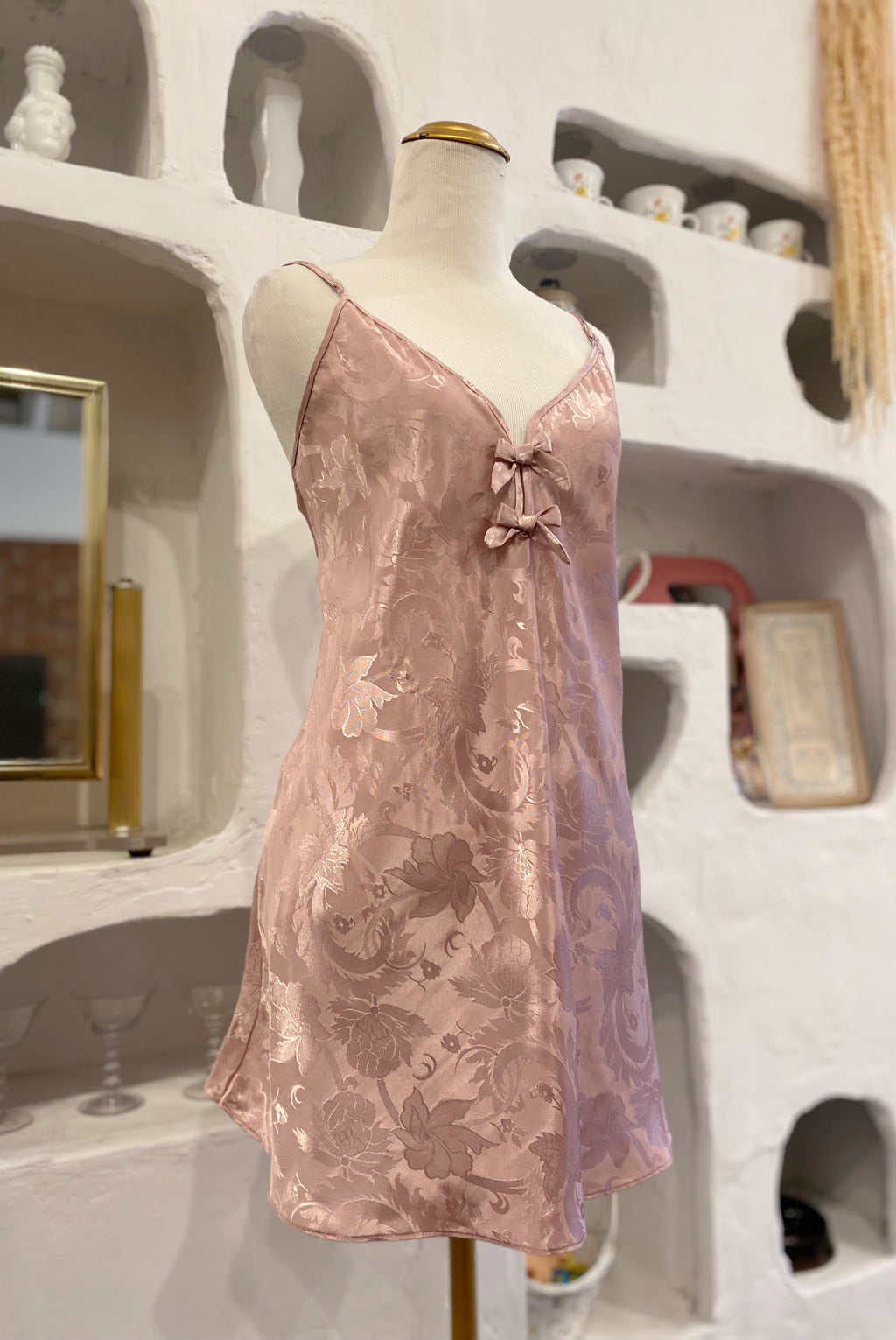 Dusty Rose Jacquard Satin Dress