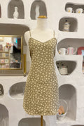 Taupe Floral Satin Slip Dress