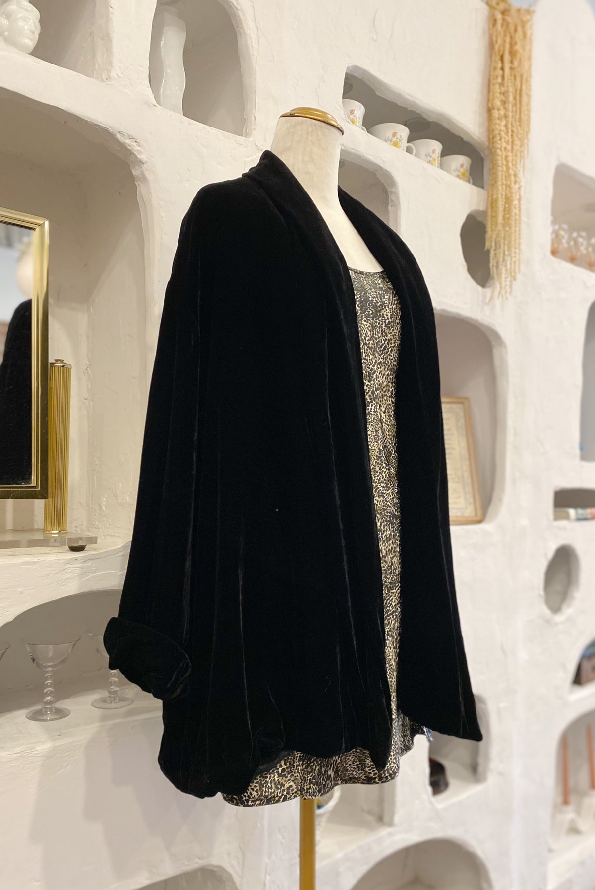 Silk Blend Velvet Open Jacket