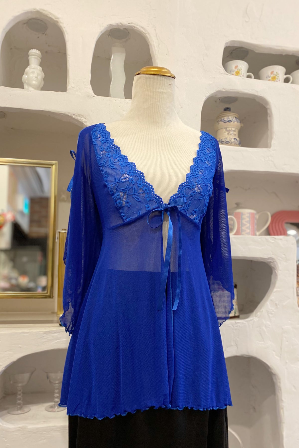 Cobalt Blue Sheer Lingerie Top