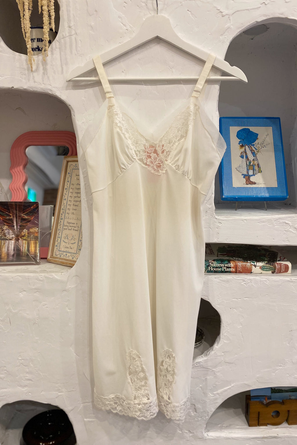White Satin & Lace Slip Dress