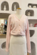 Light Pink Beaded Angora Cardigan