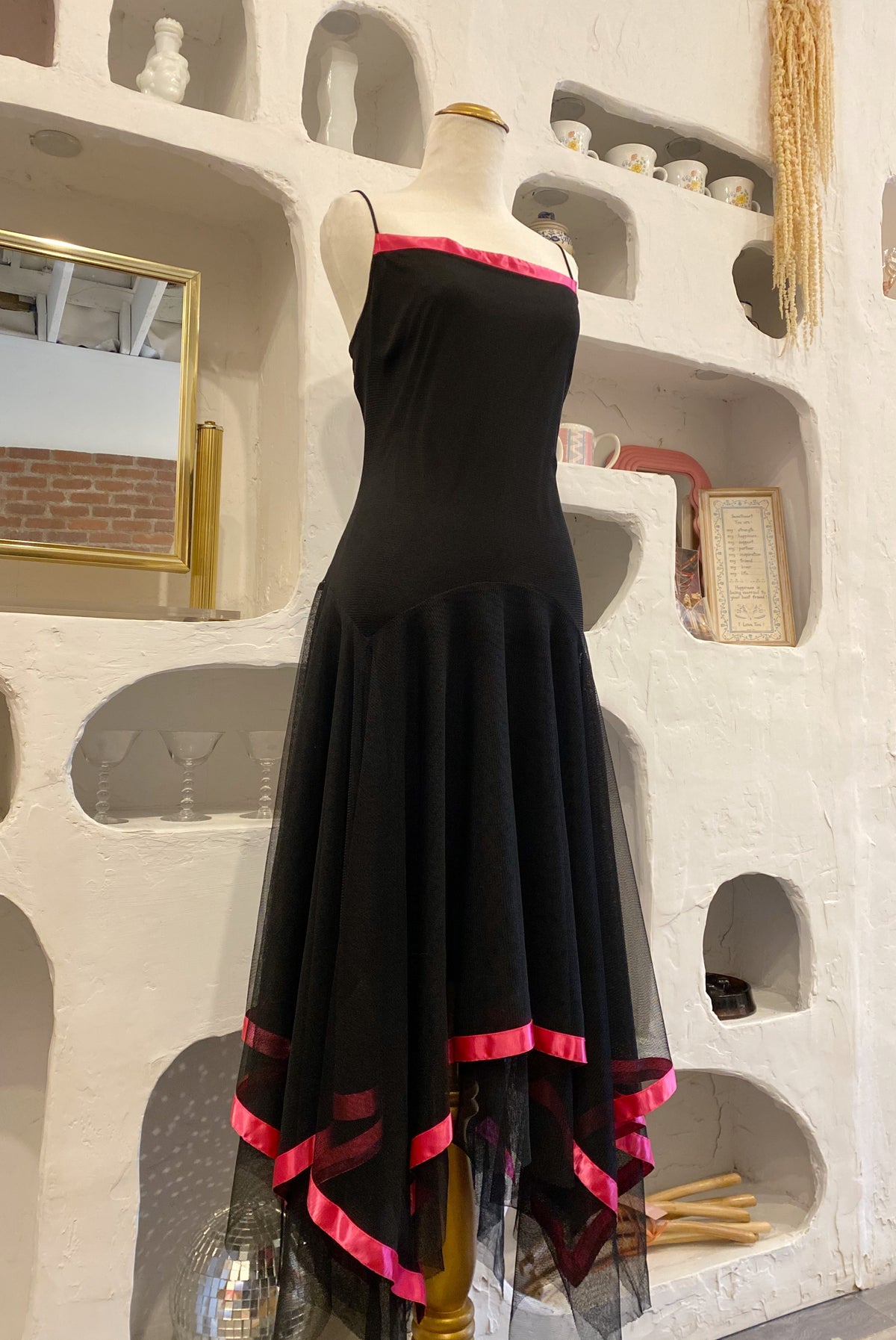 Y2K Black Mesh Evening Dress