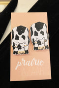 Retro Wooden Painted Cow Earrings