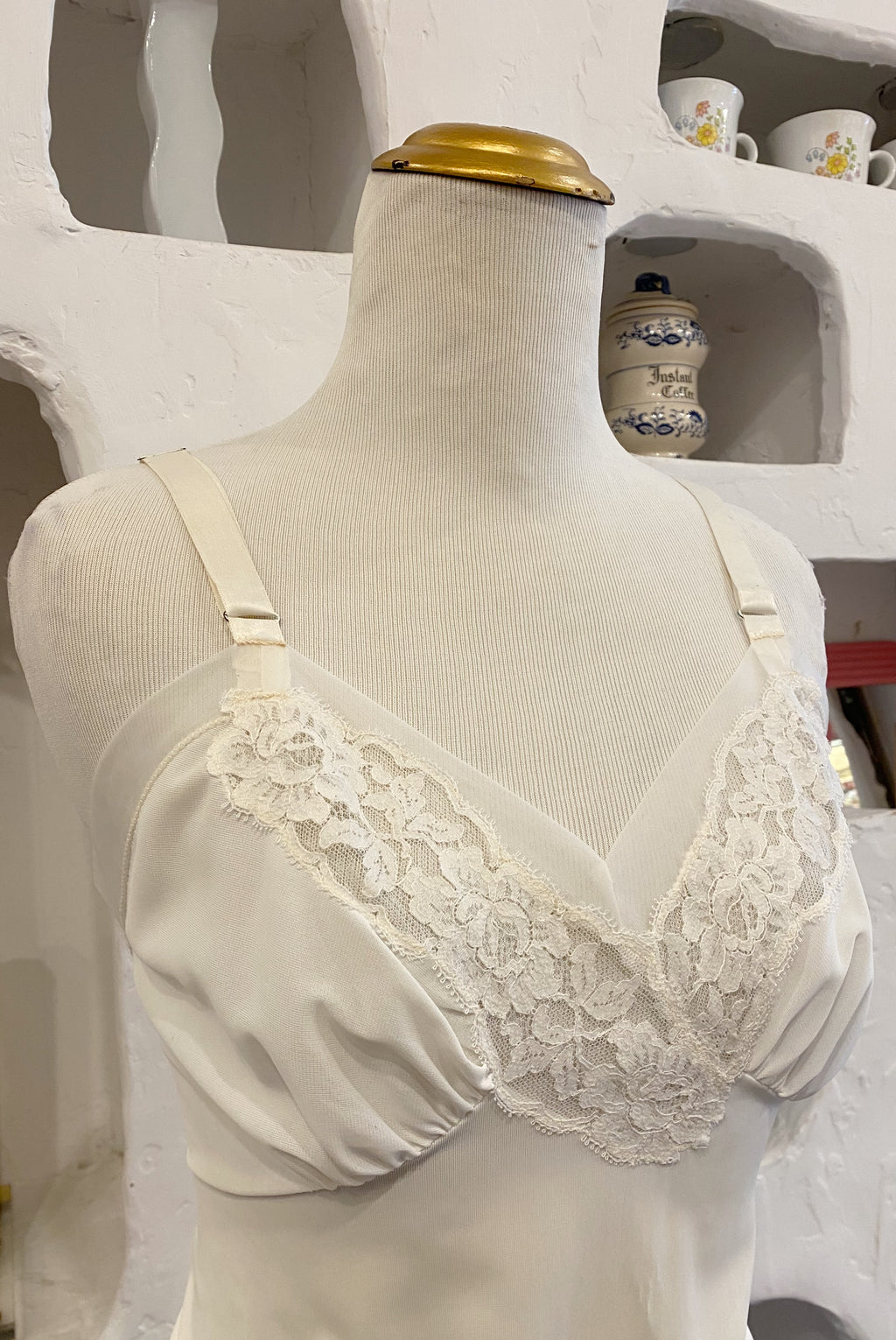 White Satin & Lace Slip Dress