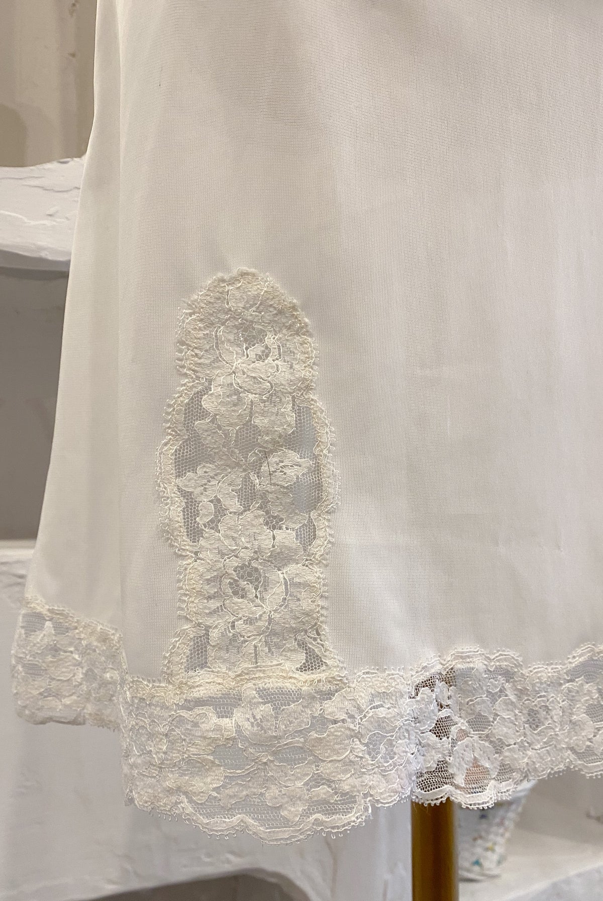 White Satin & Lace Slip Dress