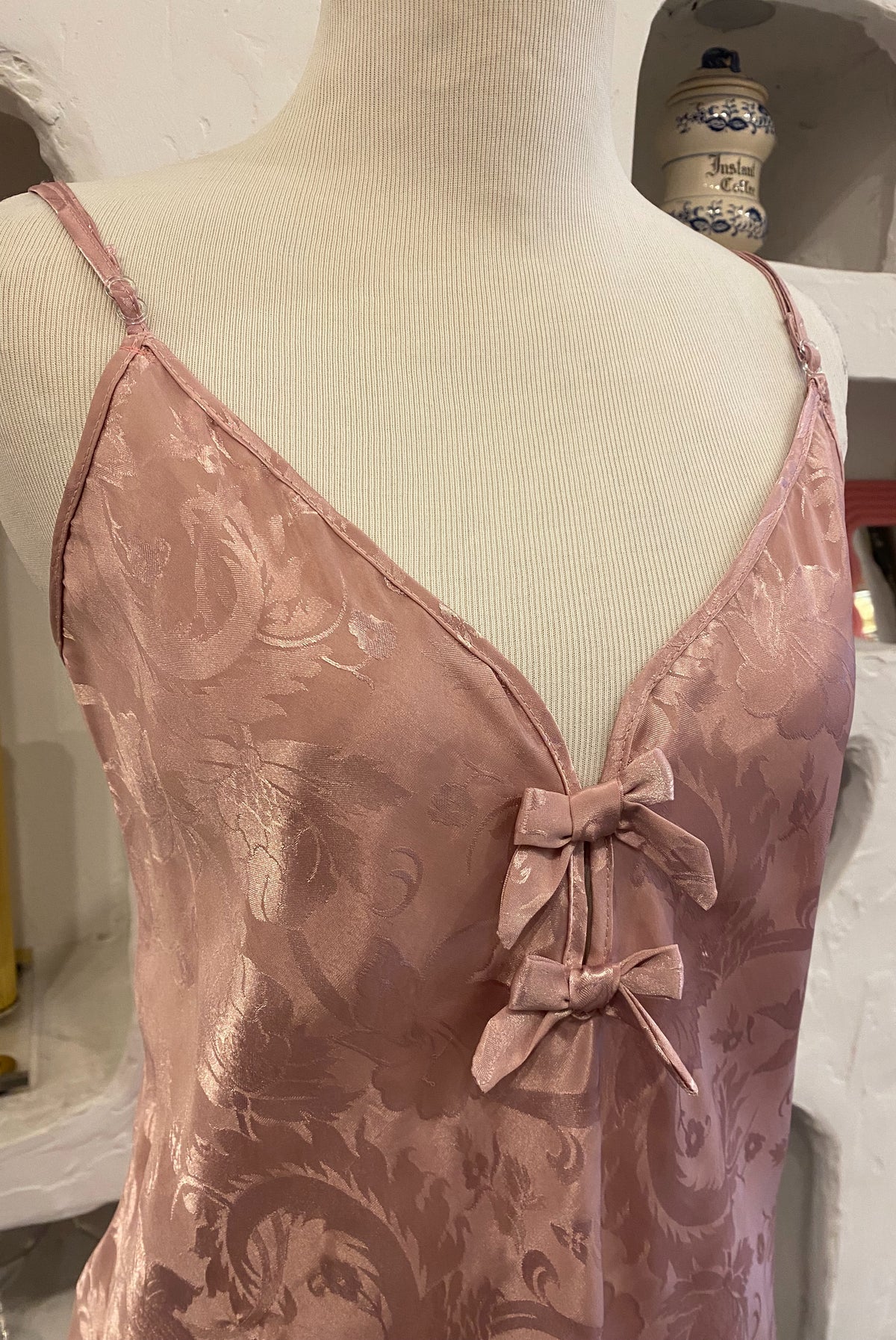 Dusty Rose Jacquard Satin Dress