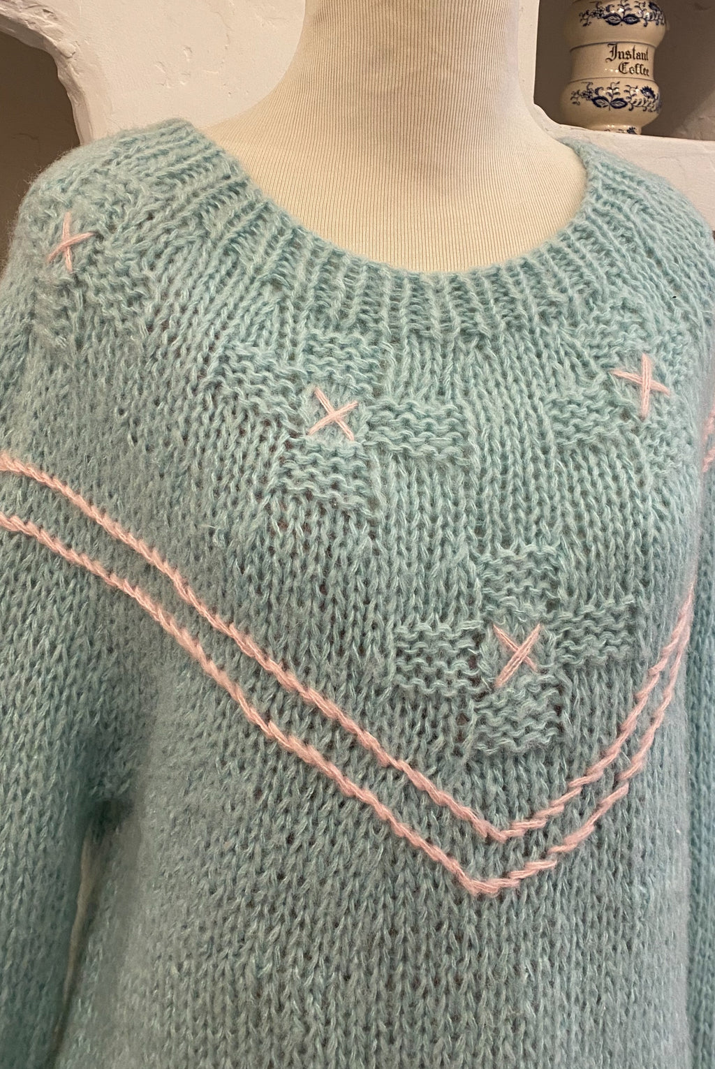 Turquoise & Pink Knit Pullover
