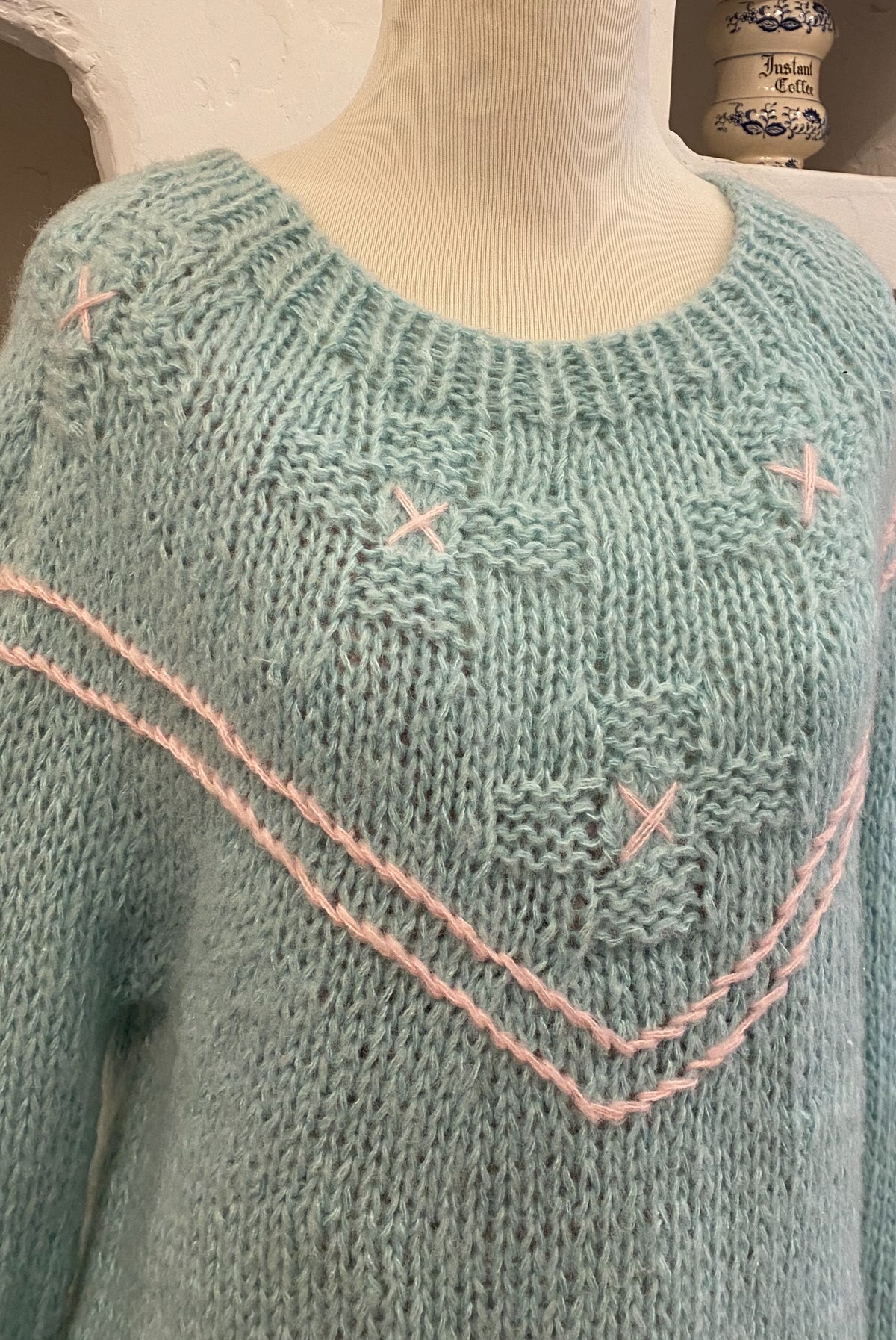Turquoise & Pink Knit Pullover