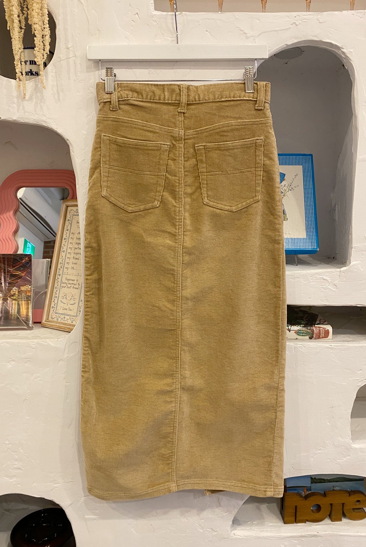 Long Corduroy Skirt with Front Slit