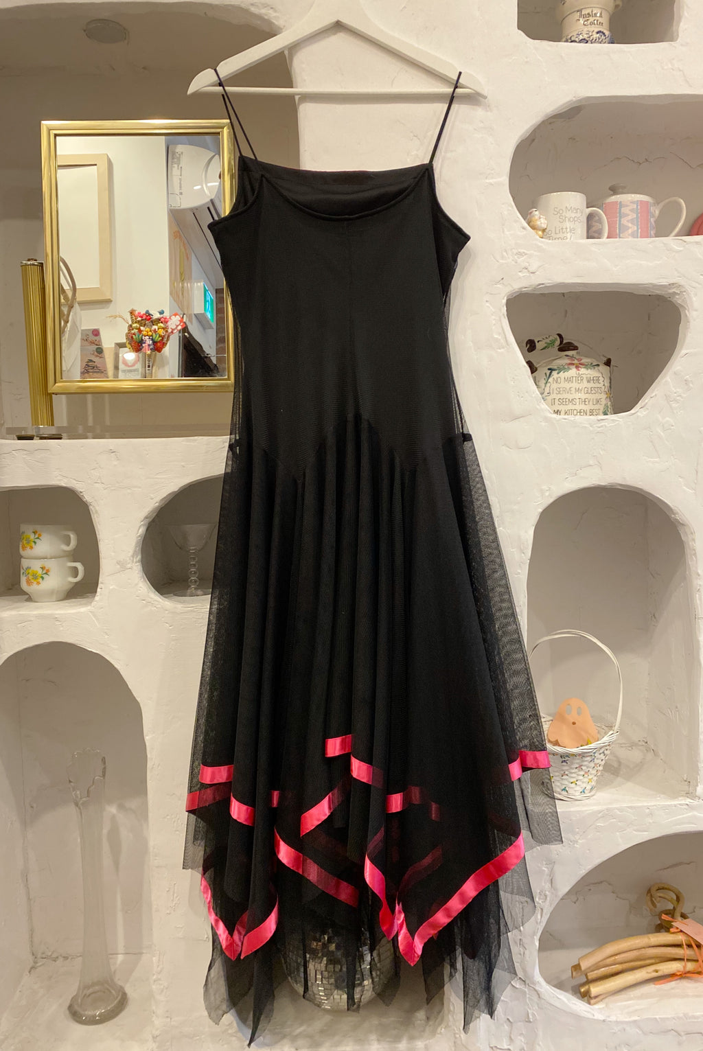 Y2K Black Mesh Evening Dress
