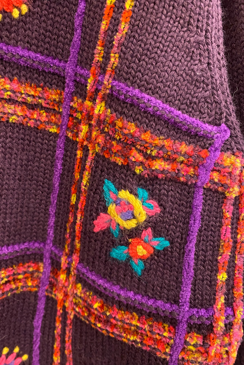 Floral Embroidered Grid Cardigan