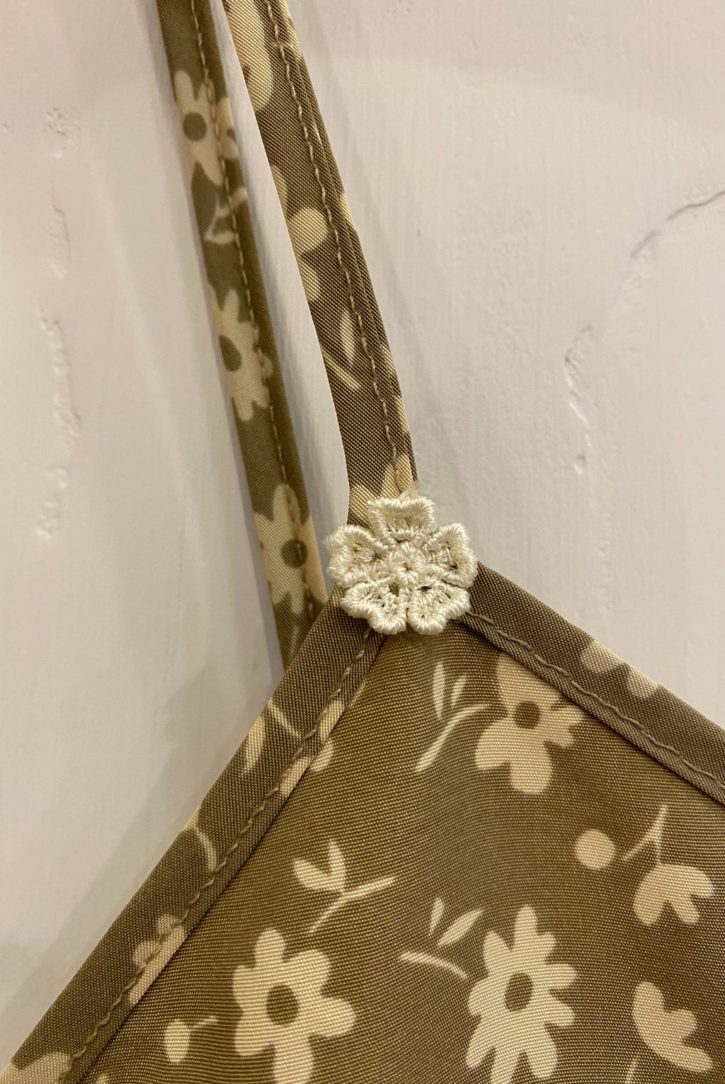 Taupe Floral Satin Slip Dress