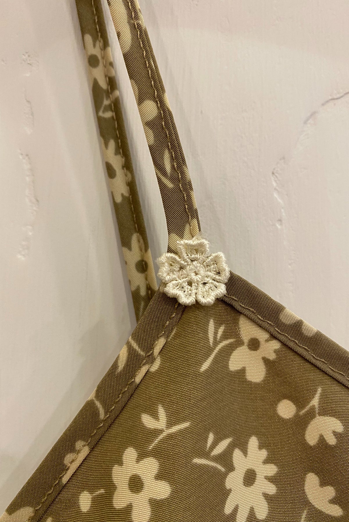 Taupe Floral Satin Slip Dress