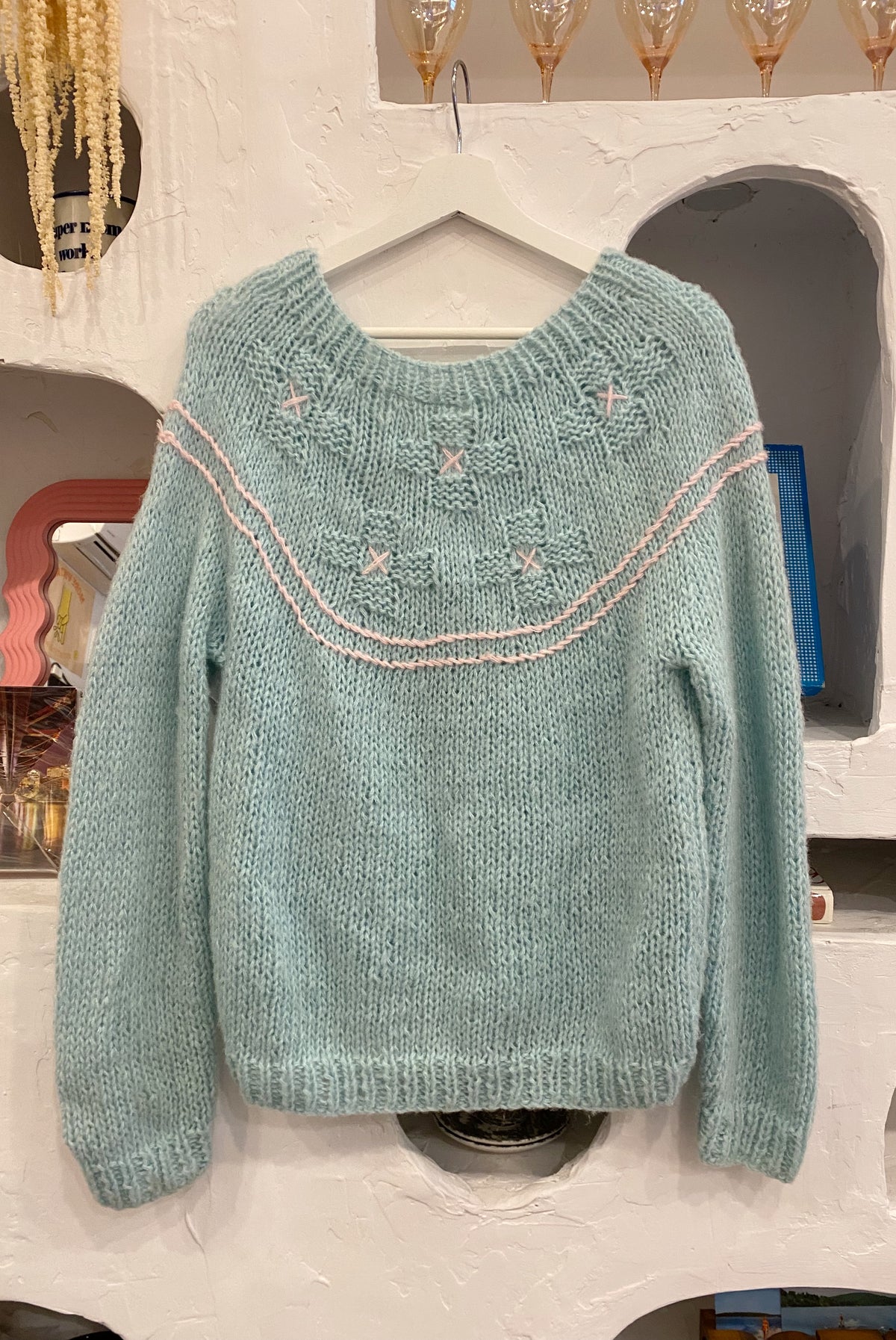 Turquoise & Pink Knit Pullover
