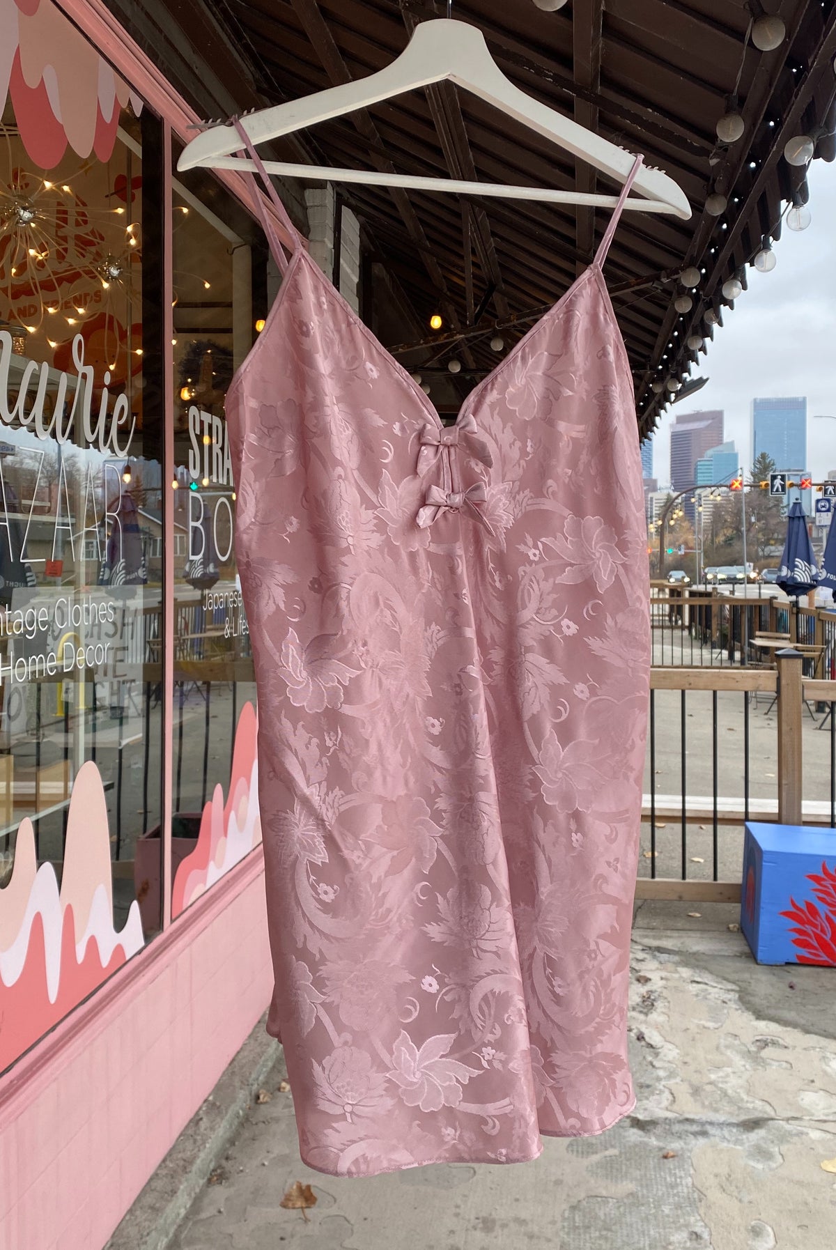 Dusty Rose Jacquard Satin Dress