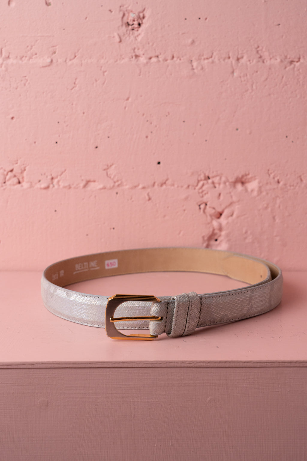 Silver Holographic Reptile Leather Belt