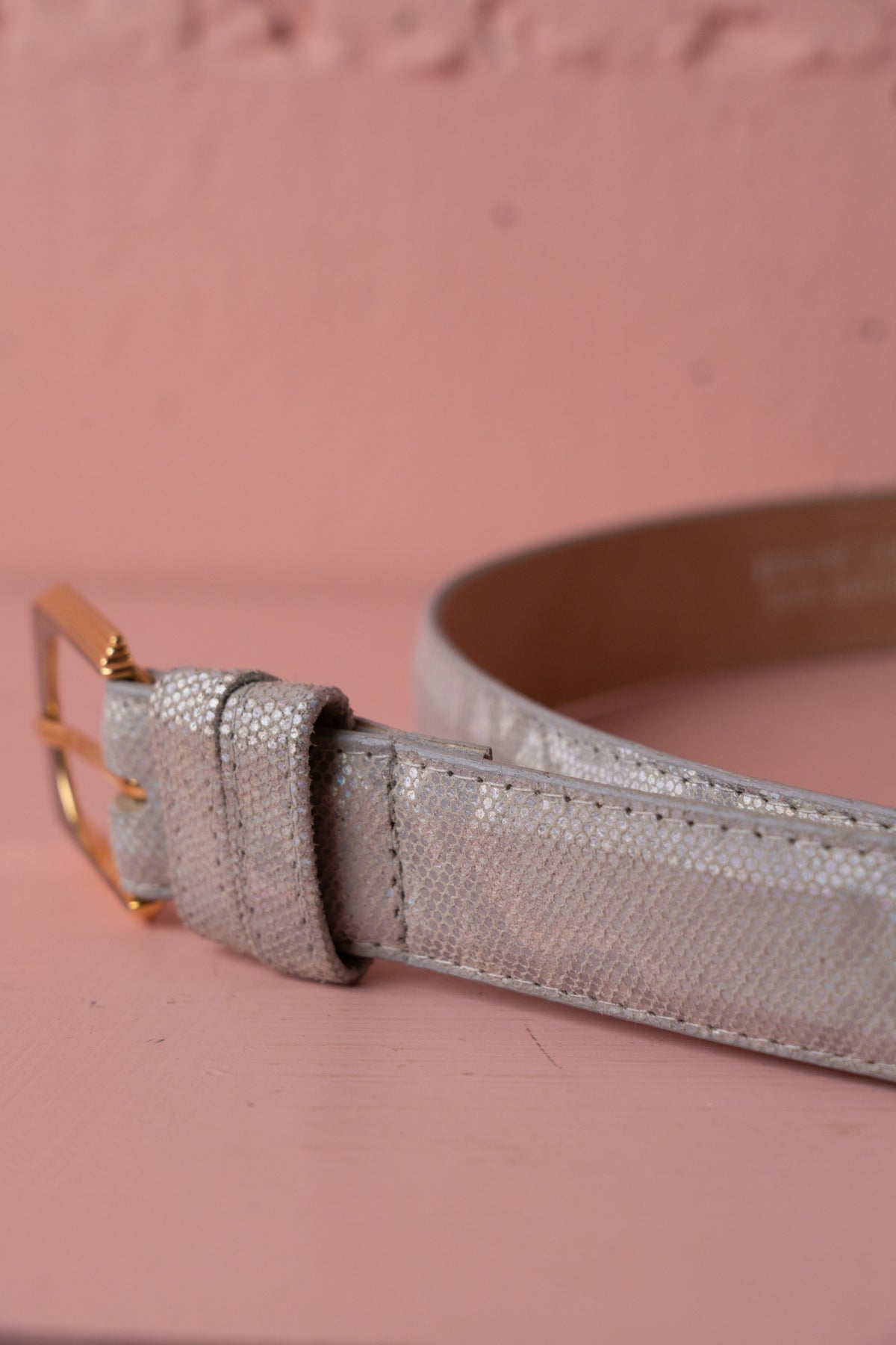 Silver Holographic Reptile Leather Belt